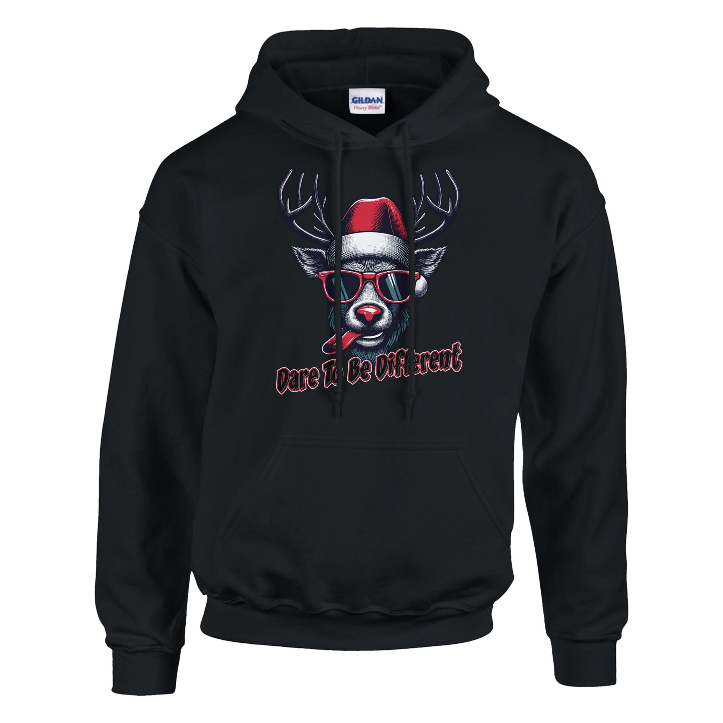Comfortable Black hoodie with Rudolph and Dare to be Different words