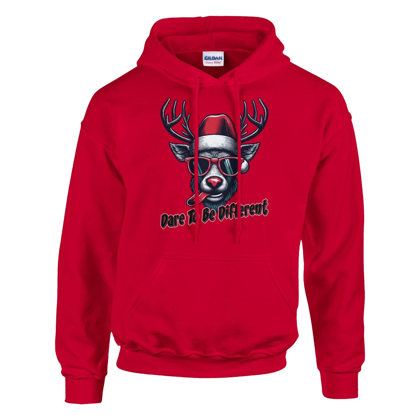 Comfortable Red hoodie with Rudolph and Dare to be Different words
