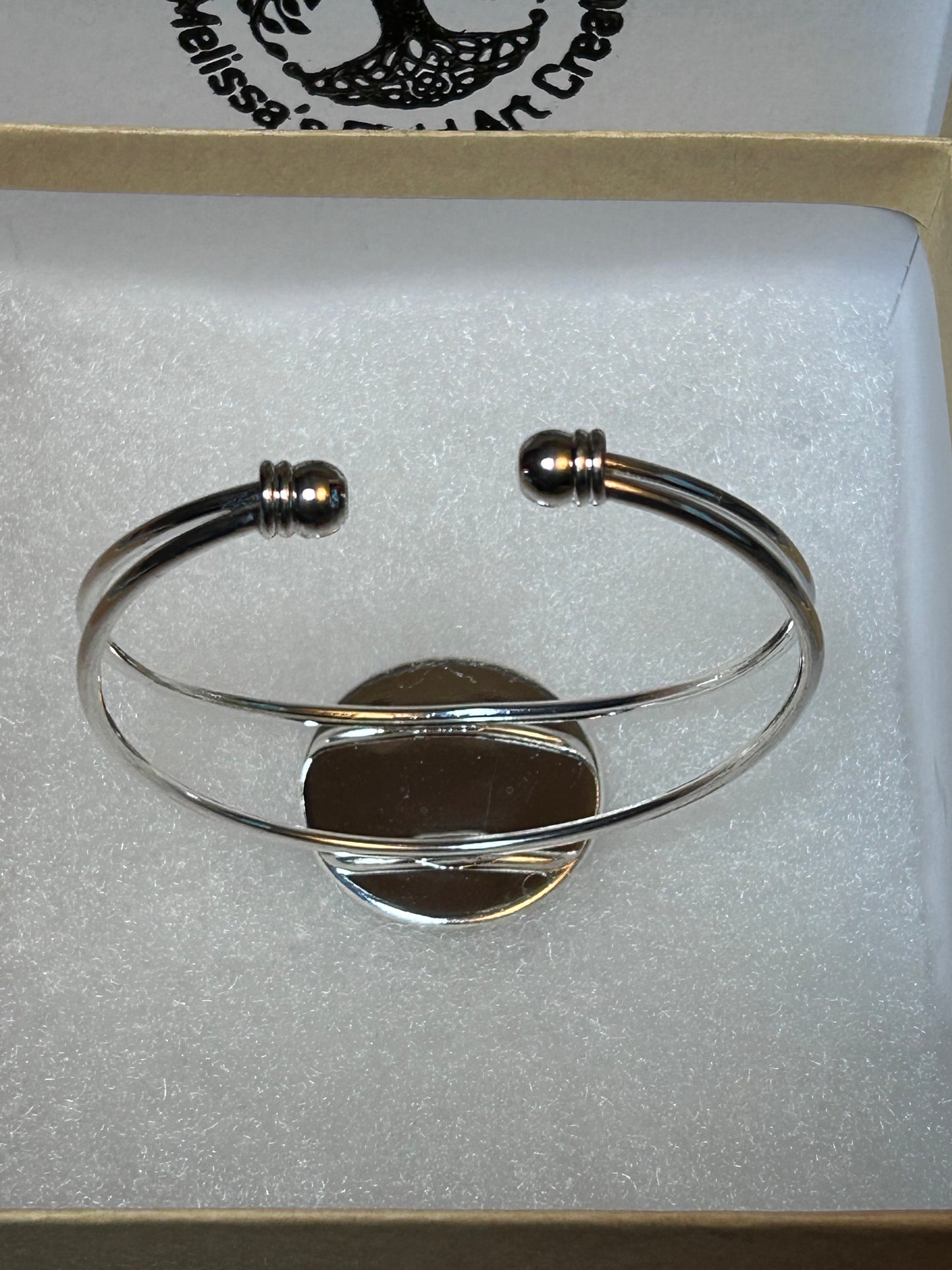 Tarnish-Resistant Adjustable Bangle – One-of-a-Kind Ocean Blue Fluid Art